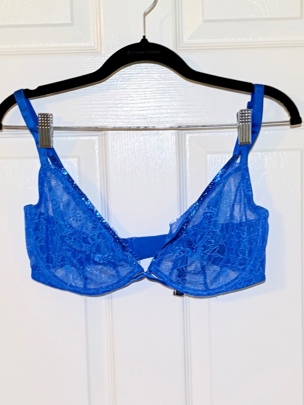 Victoria’s Secret Bery Secy Demi Cup Lace Underwire Bra with Blue Rhinestones